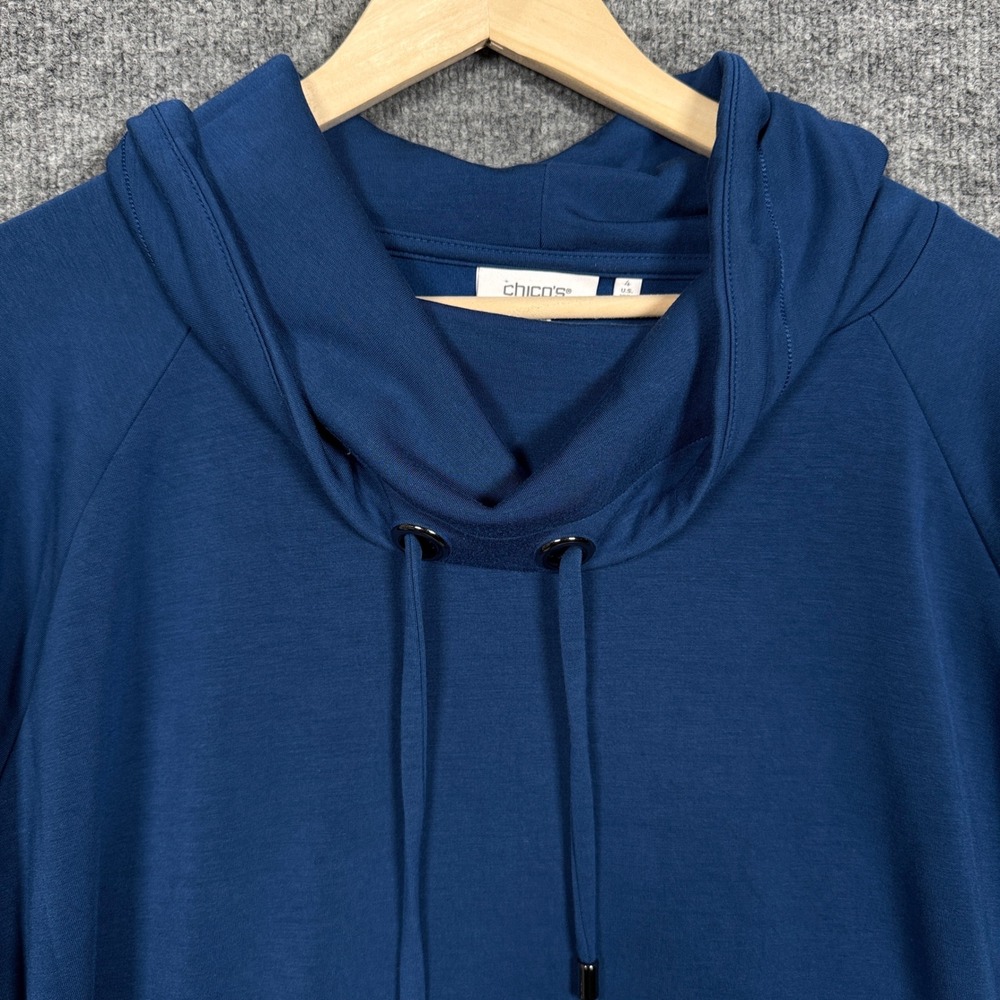 Chico's Womens 4 US XXL Hoodie Pants Set Blue Pullover Vacation Casual Stretch - Picture 3 of 16
